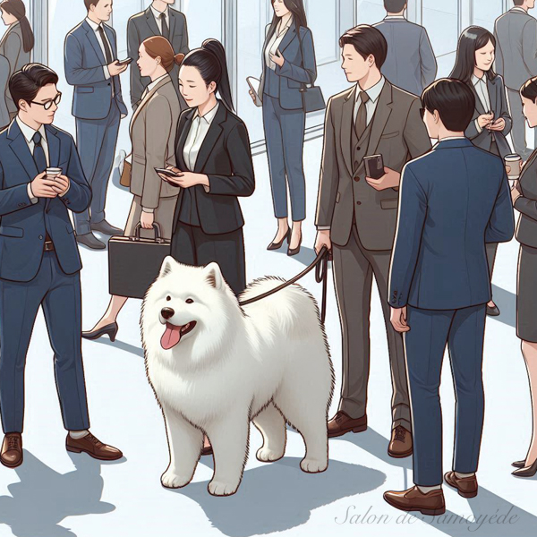 交流会にサモエドがいる
